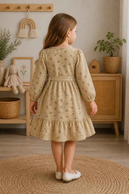Платье из микровельвета Little Rose Kiddo кофейный 104 см - Фото 2 Платье из микровельвета Little Rose Kiddo кофейный 104 см - изображение 2