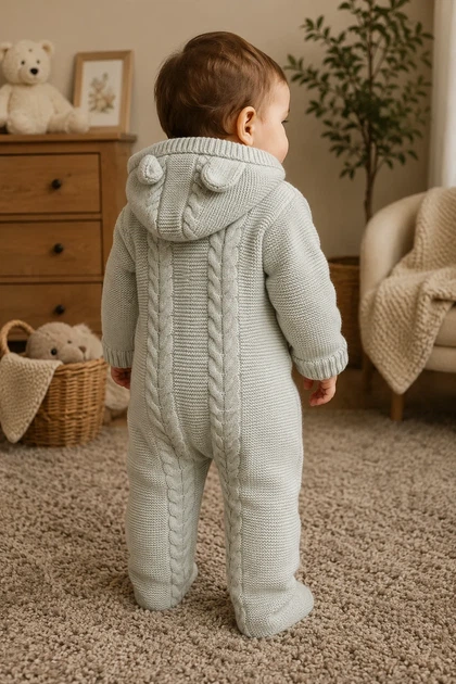Комбинезон теплый вязаный Little Bear Kiddo мятный 68 см - изображение 2