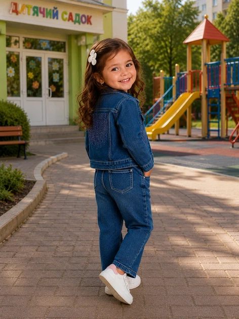 Комплект-тройка для девочки “Blue Diamond” Kiddo синий 92 см - Фото 2 Комплект-тройка для девочки “Blue Diamond” Kiddo синий 92 см - изображение 2