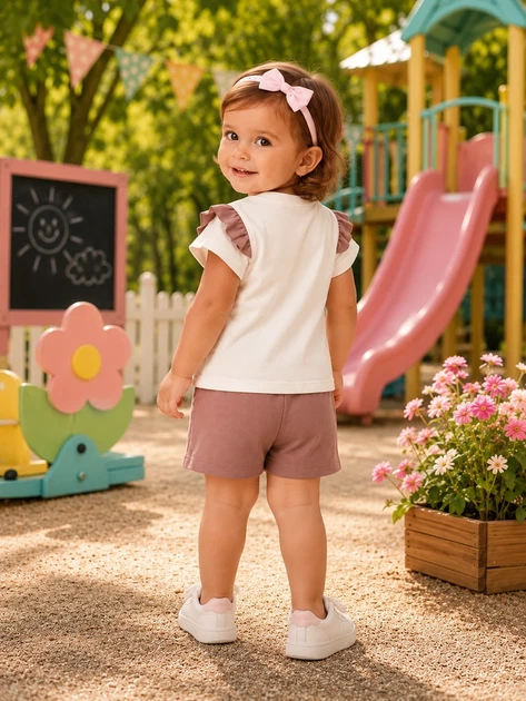 Комплект летний хлопковый для девочки Kiddo пудровый 80 см - Фото 3 Комплект летний хлопковый для девочки Kiddo пудровый 80 см - изображение 3