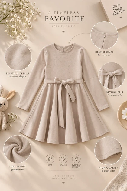 Платье Velvet Sparkle с мерцающими стразами Kiddo бежевый 110 см - Фото 3 Платье Velvet Sparkle с мерцающими стразами Kiddo бежевый 110 см - изображение 3