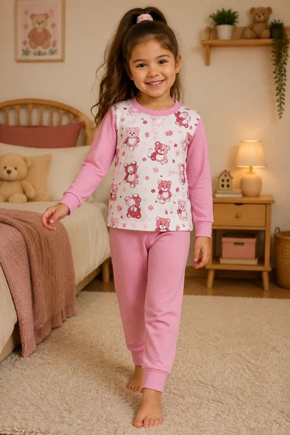 Пижама детская Pink Story Kiddo Медвежата 128 см - Фото 2 Пижама детская Pink Story Kiddo Медвежата 128 см - изображение 2