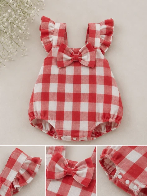 Літній пісочник Lily Kiddo Червона клітинка розмір 68 (KIDDO-CD769AB6B7854E0D868A9A43A1F61052) - Фото 2 Літній пісочник Lily Kiddo Червона клітинка розмір 68 (KIDDO-CD769AB6B7854E0D868A9A43A1F61052) - зображення 2