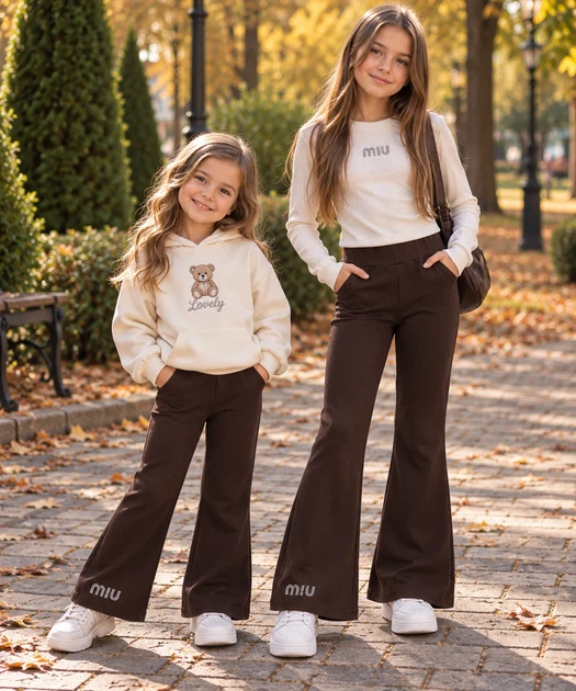 Штани-кльош на байці «Miu Flare» Kiddo Шоколад розмір 110 (KIDDO-32522ABF251949EA99BC6108ED3376BA) - Фото 1 Штани-кльош на байці «Miu Flare» Kiddo Шоколад розмір 110 (KIDDO-32522ABF251949EA99BC6108ED3376BA) - зображення 1