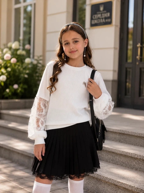 Блуза Elegant Lace Kiddo Молочний Lace Wings розмір 134 (KIDDO-C9AEC8A2FF4E48F38E8F3B2C402595D1) - Фото 1 Блуза Elegant Lace Kiddo Молочний Lace Wings розмір 134 (KIDDO-C9AEC8A2FF4E48F38E8F3B2C402595D1) - изображение 1
