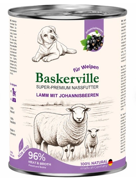 Консерва для щенков Baskerville (Баскервиль) Holistic, ягненок со смородиной 800 г. - Фото 1 Консерва для щенков Baskerville (Баскервиль) Holistic, ягненок со смородиной 800 г. - изображение 1