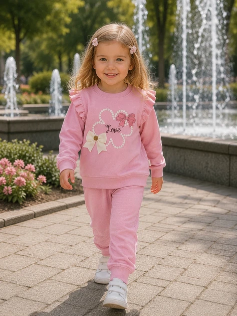 Костюм-двойка «Love» с бантиком Kiddo фиолетовый 110 см - Фото 1 Костюм-двойка «Love» с бантиком Kiddo фиолетовый 110 см - изображение 1