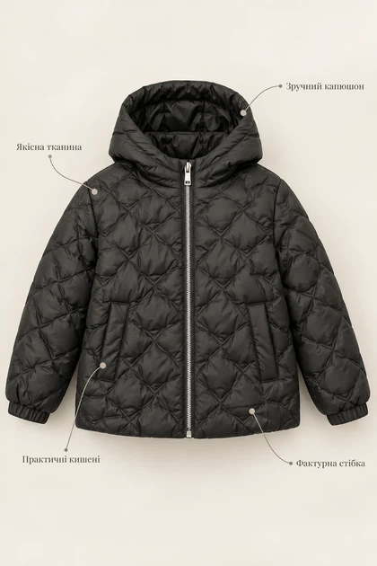 Куртка демисезонная Soft Diamond Kiddo черный 140 см - Фото 3 Куртка демисезонная Soft Diamond Kiddo черный 140 см - изображение 3