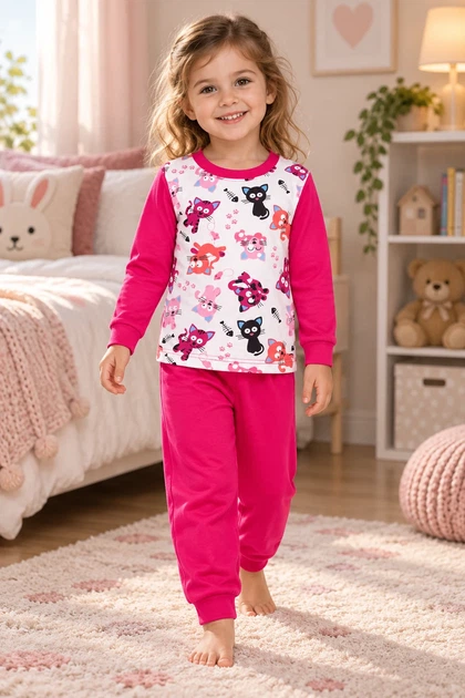 Пижама для девочки Cotton Love Kiddo Котики 92 см - Фото 1 Пижама для девочки Cotton Love Kiddo Котики 92 см - изображение 1