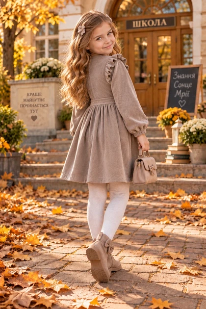 Сукня тепла Crystal Ruffle з оксамитового трикотажу Kiddo Сірий розмір 134 (KIDDO-24BA254F19984EC98046C32FB3E7D6A0) - зображення 2