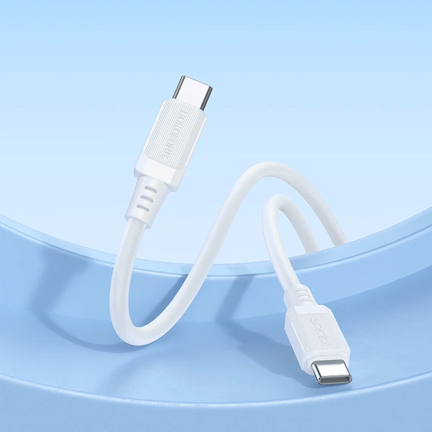 Кабель BOROFONE BX115 Lotto 60W silicone charging data cable C to C White - Фото 4 Кабель BOROFONE BX115 Lotto 60W silicone charging data cable C to C White - зображення 4