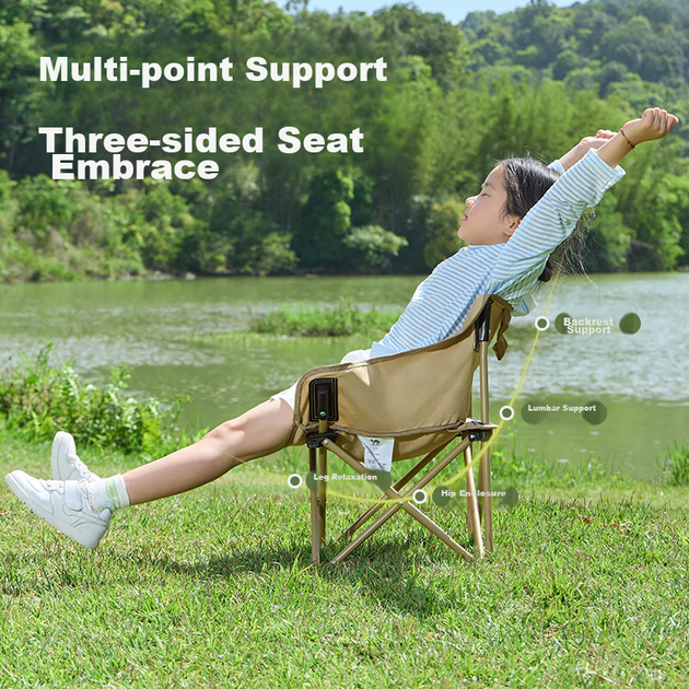Складной портативный пляжный стул CAMEL Outdoor Kids Moon Chair для пикника, рыбалки, кемпинга и рисования, цвет хаки. - изображение 6