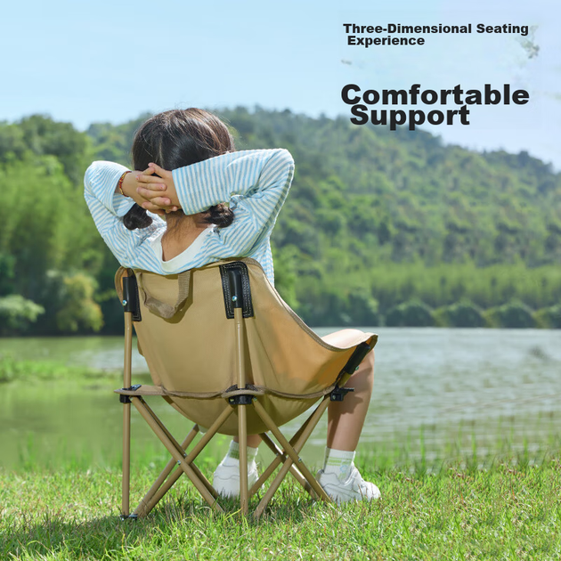 Складной портативный пляжный стул CAMEL Outdoor Kids Moon Chair для пикника, рыбалки, кемпинга и рисования, цвет хаки. - изображение 7