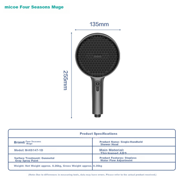 Душевая лейка MICOE Boost с регулируемым напором воды, ручной душ с функцией распылителя HS147 - изображение 4