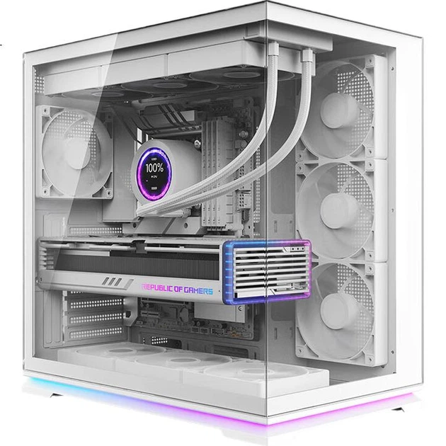 Корпус для настольного компьютера SAMA Fly Light White Wide Body Seascape ARGB Hidden Light Strip ATX, задняя панель для материнской платы, поддержка водяного охлаждения 360°. - изображение 3