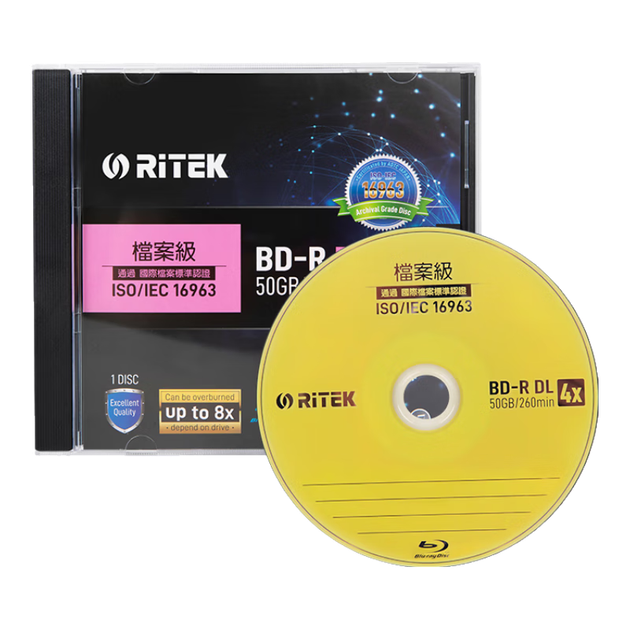 Записываемый Blu-ray диск архивного качества RITEk, соответствующий стандарту ISO/IEC 16963, BD-R DL, высокоемкий чистый диск Century Storage, 50 ГБ, в коробке. - изображение 4