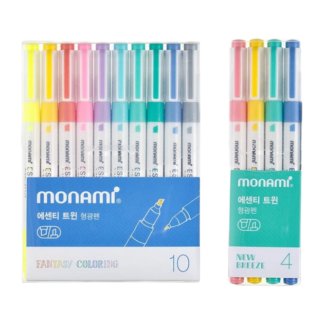 Імпортний двосторонній маркер Monami для студентів, кольоровий маркер великої ємності для щоденників, набір з 4 кольорів "Свіже повітря" 06023Z04-FA - Фото 1 Імпортний двосторонній маркер Monami для студентів, кольоровий маркер великої ємності для щоденників, набір з 4 кольорів "Свіже повітря" 06023Z04-FA - зображення 1