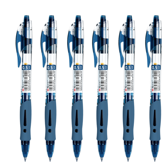 Гелевая ручка M&G Stationery GP1008 с выдвижным стержнем, студенческая ручка для подписи 0,5 мм, деловая ручка с пулевидным наконечником, ручка для рецептов, канцелярские товары, синие чернила, 12 ручек в коробке - изображение 4