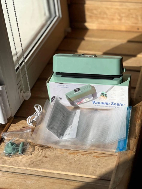 Портативний вакууматор для продуктів з дисплеєм, USB, вакуумний пакувальник 19×6×5 см - изображение 4