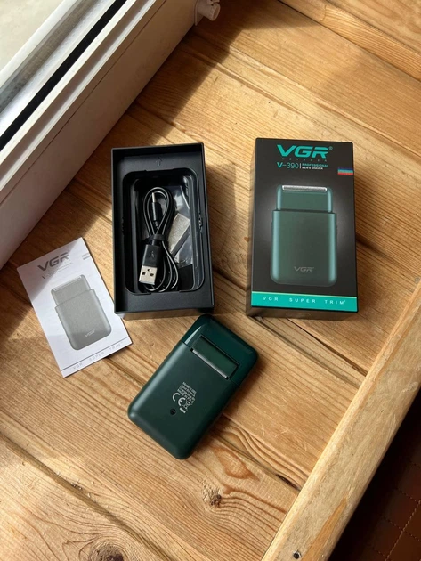 Електробритва VGR V-390 акумуляторна з висувним тримером, USB Type-C, LED-індикацією, сіткова - изображение 2