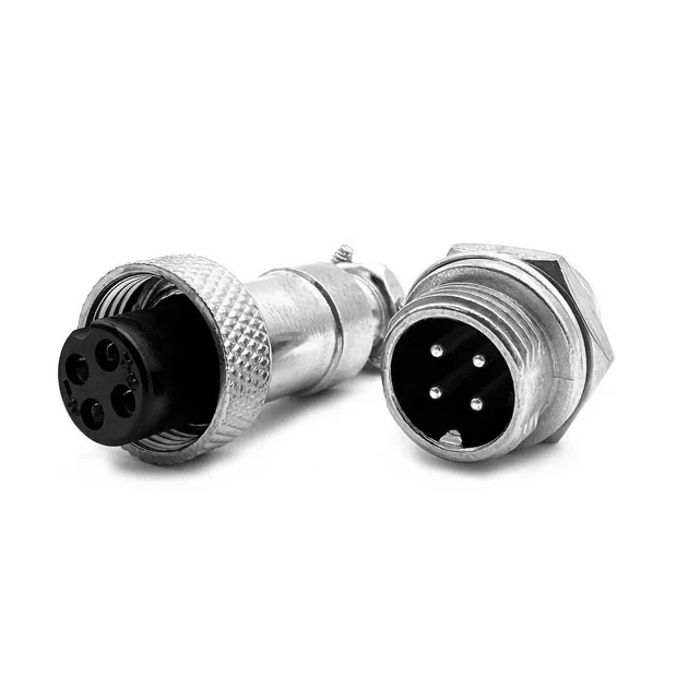 Авиационный разъем GX12 4-pin (штекер + гнездо), интерфейсный приборный коннектор циллиндрический, 4 контактов, 12мм, мама-папа - изображение 3