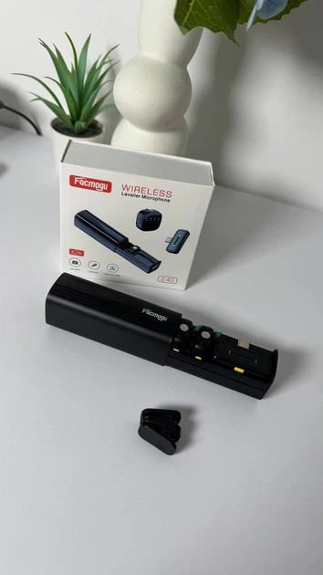 Бездротовий петличний мікрофон Facmogu K26 (USB-C) — магнітна петличка з AI шумозаглушенням, реверберацією та зарядним кейсом - изображение 7