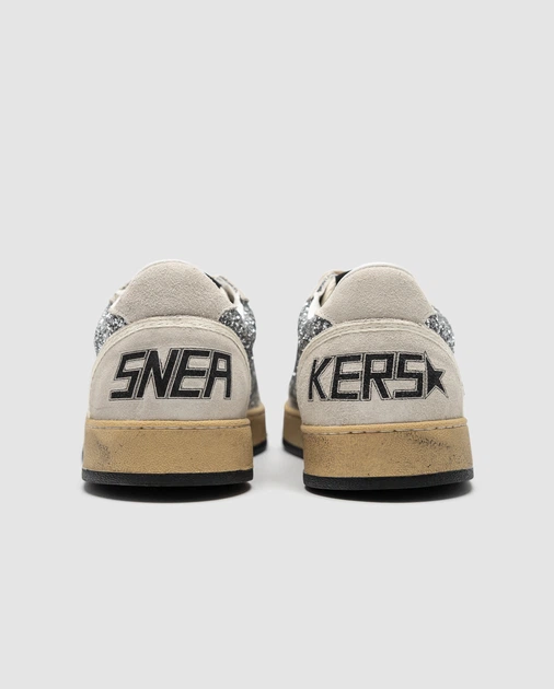 Жіночі кросівки повсякденні Golden Goose Ball Star In Silver Glitter With Ice-Gray Suede Inserts 37 (23,5 см) Сірий - зображення 5