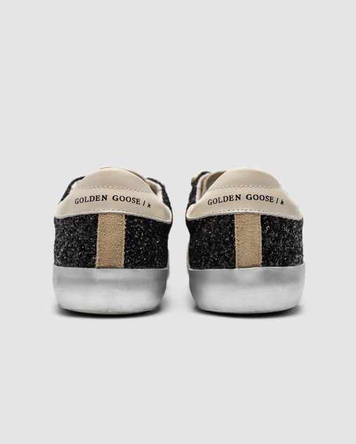 Жіночі кросівки повсякденні Golden Goose Super-Star in black glitter with cream star and suede inserts 37 (23,5 см) Бежевий - зображення 5