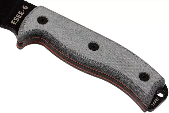Ніж туристичний для польової кухні Esee Model 6 Gray Micarta Partially Serrated ESEE-6S-KO (knife only) - Фото 4 Ніж туристичний для польової кухні Esee Model 6 Gray Micarta Partially Serrated ESEE-6S-KO (knife only) - изображение 4