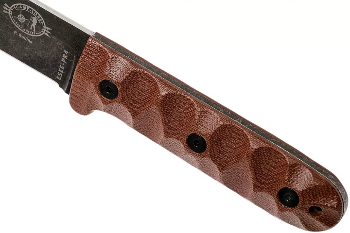 Ніж туристичний для польової кухні ESEE Camp Lore PR4 Micarta Blackwashed ESEE-PR4-BO - Фото 5 Ніж туристичний для польової кухні ESEE Camp Lore PR4 Micarta Blackwashed ESEE-PR4-BO - изображение 5