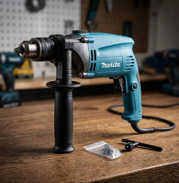 Дрель ударная Makita HP1630 сетевая 710 Вт 4800 уд/мин Патрон ключевой 13 мм - изображение 5