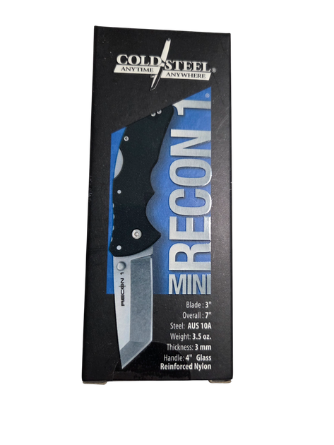 Ніж складаний Cold Steel Mini Recon 1 Tanto Point, замок Tri-Ad Lock, лезо Plain Stonewashed AUS-10A, руківя Black GRN, Тайвань, CS-27BAT - Фото 9 Ніж складаний Cold Steel Mini Recon 1 Tanto Point, замок Tri-Ad Lock, лезо Plain Stonewashed AUS-10A, руківя Black GRN, Тайвань, CS-27BAT - изображение 9