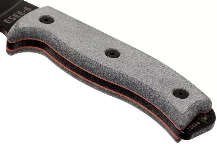 Ніж туристичний для польової кухні Esee Model 6 Gray Micarta ESEE-6P-B - изображение 5