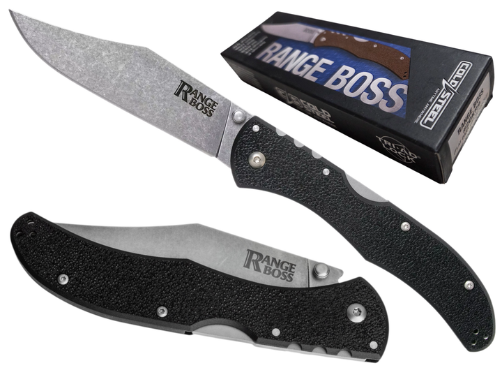 Ніж складаний Cold Steel Range Boss, замок Tri-Ad Lock, лезо Plain Stonewashed 4116, руківя Black Zy-Ex, Тайвань, CS-20KR5 - Фото 2 Ніж складаний Cold Steel Range Boss, замок Tri-Ad Lock, лезо Plain Stonewashed 4116, руківя Black Zy-Ex, Тайвань, CS-20KR5 - изображение 2