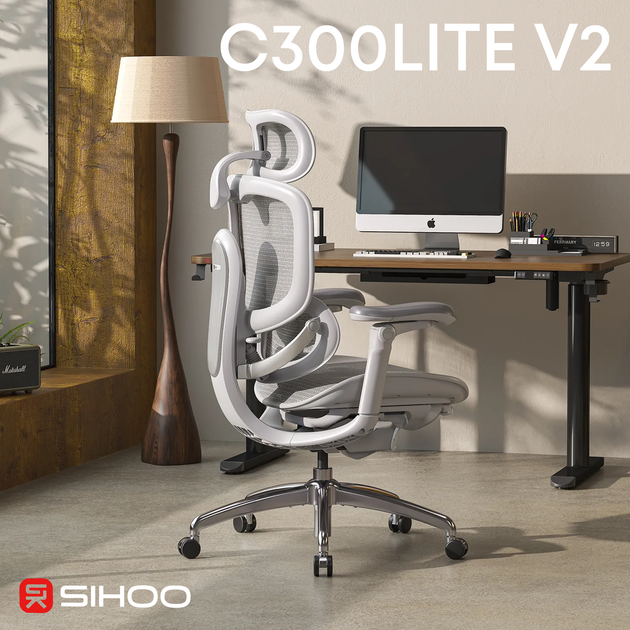 Fotel biurowy ergonomiczny Sihoo DORO C300 LITE V2 White (4820216980127) - Zdjęcie 5 Fotel biurowy ergonomiczny Sihoo DORO C300 LITE V2 White (4820216980127) - obraz 5