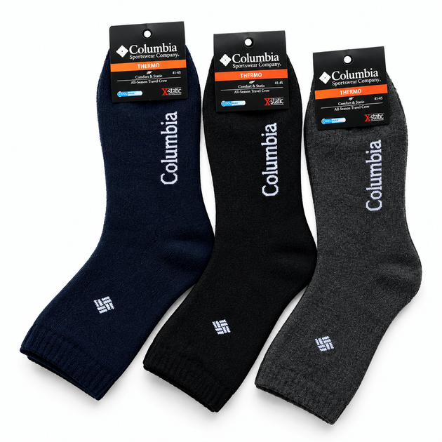 Набор мужских махровых термо носков Columbia 6 пар 36-41 Black-Grey-Blue - Фото 2 Набор мужских махровых термо носков Columbia 6 пар 36-41 Black-Grey-Blue - изображение 2