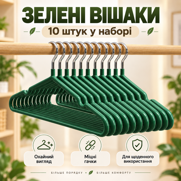 Набор вешалок-плечиков для одежды 10 шт, 40×20 см, 50 г, противоскользящие, с металлическим крючком KT9004011 - Фото 1 Набор вешалок-плечиков для одежды 10 шт, 40×20 см, 50 г, противоскользящие, с металлическим крючком KT9004011 - изображение 1