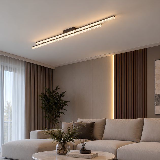 Стельова LED люстра 72W з пультом і двома акриловими планками 3000-6500К каркас кавового кольору Svet SY-33041/2 COFFEE - зображення 3