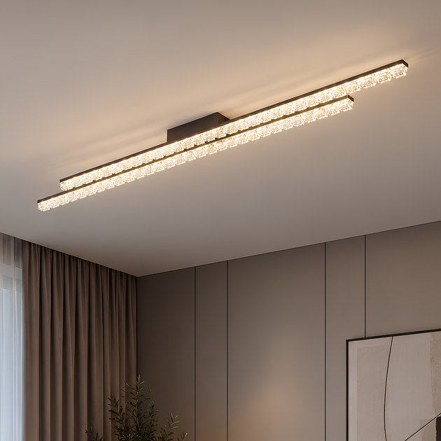 Стельова LED люстра 72W з пультом і двома акриловими планками 3000-6500К каркас кавового кольору Svet SY-33041/2 COFFEE - зображення 6