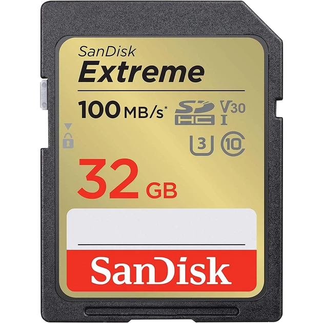 Карта памяти Sandisk 32GB SD C10 UHS-I U3 R100/W60MB/s Extreme V30 (SDSDXVT-032G-GNCIN) - Фото 1 Карта памяти Sandisk 32GB SD C10 UHS-I U3 R100/W60MB/s Extreme V30 (SDSDXVT-032G-GNCIN) - изображение 1