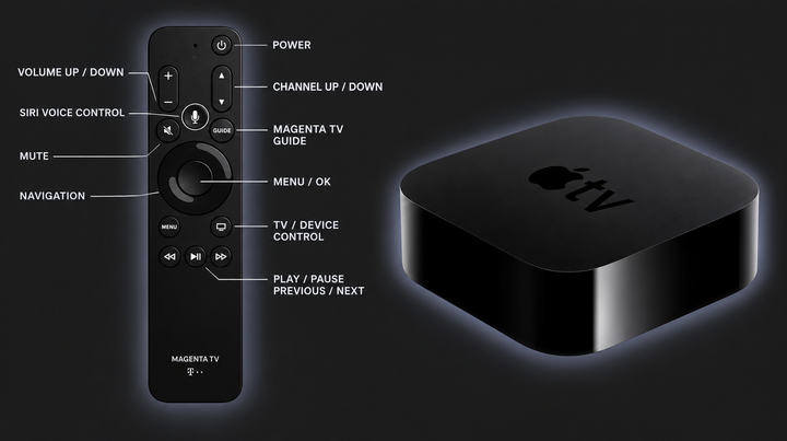 Пульт для Apple TV MagentaTV Siri Bluetooth с голосовым управлением, подсветкой кнопок и IR-управлением телевизором - изображение 3