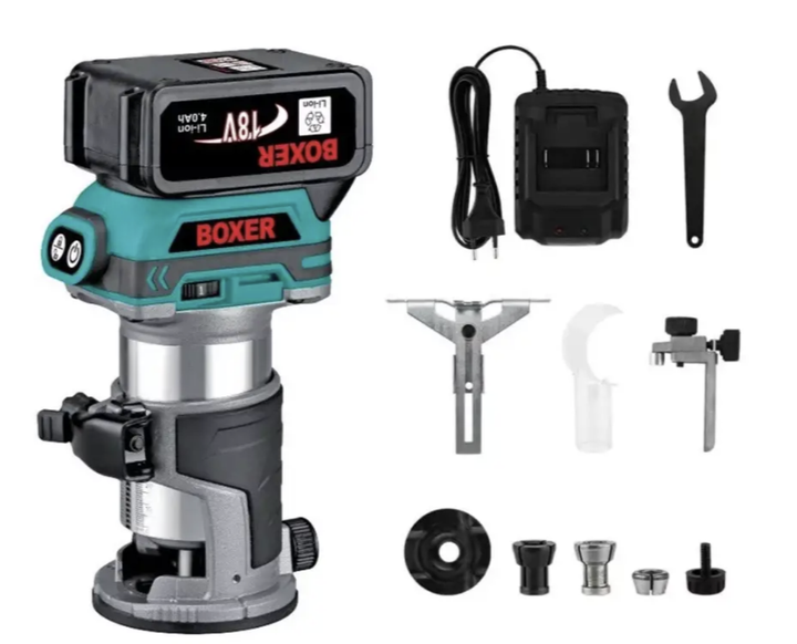 Акумуляторний фрезер BOXER BX-216 18 В 30000 об/хв 3,0 А·год з регулюванням глибини для дерева фанери МДФ ДСП пазів крайок фасок - зображення 5
