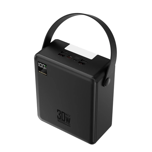 Powerbank Wozinsky W8-B 100000 mAh 30 W 2x USB-A і 2x USB-C з ліхтариком Black (5907769388125) - Фото 1 Powerbank Wozinsky W8-B 100000 mAh 30 W 2x USB-A і 2x USB-C з ліхтариком Black (5907769388125) - зображення 1