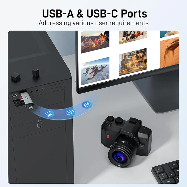 Кард-ридер Acer USB 3.0 + Type-C OTG 2 в 1, считыватель карт памяти SD MicroSD, адаптер для телефона, ноутбука и ПК - Фото 4 Кард-ридер Acer USB 3.0 + Type-C OTG 2 в 1, считыватель карт памяти SD MicroSD, адаптер для телефона, ноутбука и ПК - изображение 4