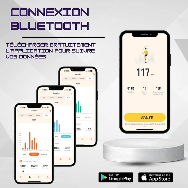 Умная скакалка PROWERS Smart Rope, беспроводная со счётчиком прыжков и калорий, Bluetooth, 3 режима тренировки, чёрная - Фото 5 Умная скакалка PROWERS Smart Rope, беспроводная со счётчиком прыжков и калорий, Bluetooth, 3 режима тренировки, чёрная - изображение 5