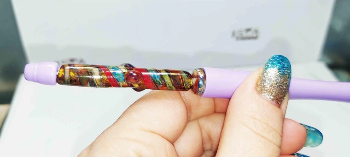 Ручка дизайнерская с авторскими бусинами с добавлением серебра 12213 ISTA Lampwork - Фото 2 Ручка дизайнерская с авторскими бусинами с добавлением серебра 12213 ISTA Lampwork - изображение 2