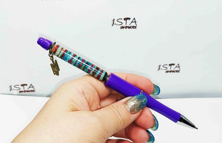 Ручка дизайнерская с авторскими бусинами с добавлением серебра 12191 ISTA Lampwork - Фото 2 Ручка дизайнерская с авторскими бусинами с добавлением серебра 12191 ISTA Lampwork - изображение 2