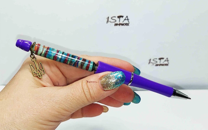 Ручка дизайнерская с авторскими бусинами с добавлением серебра 12191 ISTA Lampwork - Фото 5 Ручка дизайнерская с авторскими бусинами с добавлением серебра 12191 ISTA Lampwork - изображение 5