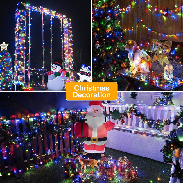 Рождественская гирлянда Ollny 20 м 200 LED, разноцветная, 8 режимов, пульт, таймер, IP44, питание от сети - Фото 7 Рождественская гирлянда Ollny 20 м 200 LED, разноцветная, 8 режимов, пульт, таймер, IP44, питание от сети - изображение 7
