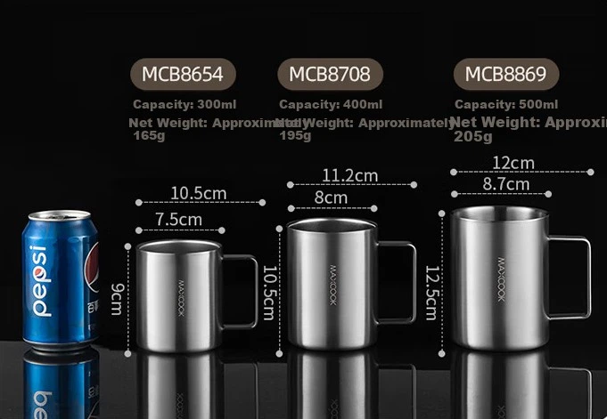 Кухоль MAXCOOK для води з нержавійки 316, двошаровий, 500мл, MCB8869 - Фото 7 Кухоль MAXCOOK для води з нержавійки 316, двошаровий, 500мл, MCB8869 - зображення 7